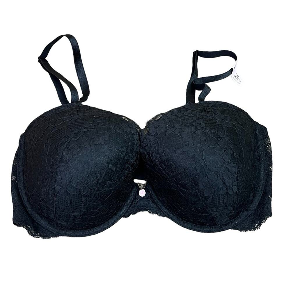 Victoria's Secret Black Lined Demi Lace Bra Women's 38DD NWT
